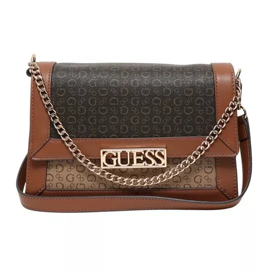 Bolsa Transversal Com Recortes- Bege & Marrom