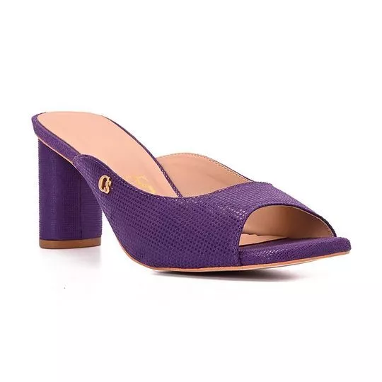 Tamanco Texturizado- Roxo- Salto: 7cm
