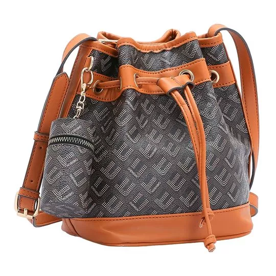 Bolsa Saco Geométrica- Preta & Marrom