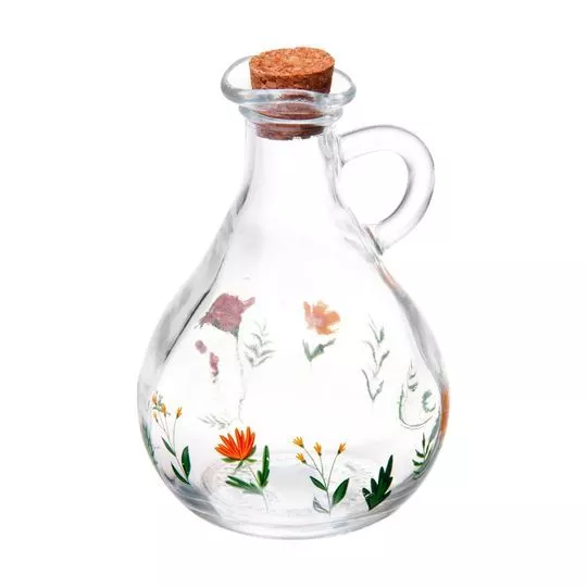 Garrafa Para Azeite Flora- Incolor & Verde- 320ml- Lyor