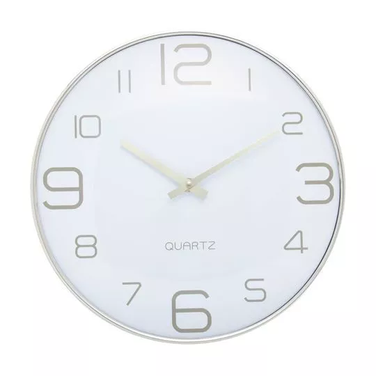 Relógio Chronos- Branco & Dourado- 30,5xØ4cm- Lyor