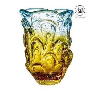 Vaso Médio Texturizado<BR>- Cristal & Âmbar<BR>- 26xØ18cm<BR>- Cristais São Marcos