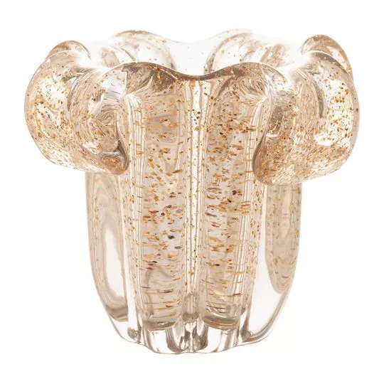 Vaso Italy- Incolor & Dourado- 14xØ13cm- Wolff