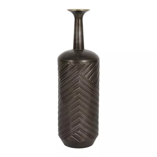 Vaso Decorativo Com Relevos- Preto- 52,5xØ16,2cm- Btc Decor