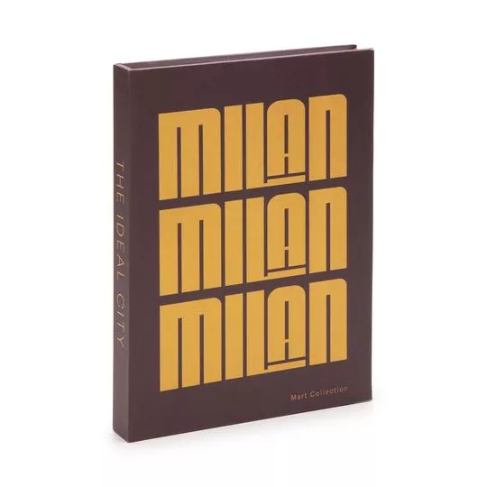 Caixa Livro Com Inscrições- Marrom & Amarelo- 3,5x33x25cm- Mart