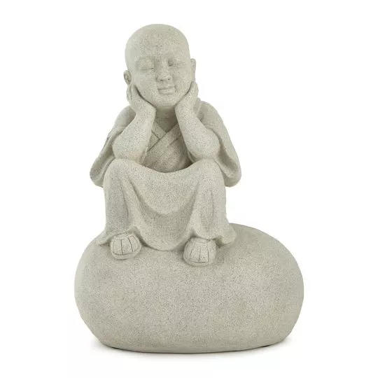 Escultura Decorativa Buda- Cinza- 34x25x19cm- Mart