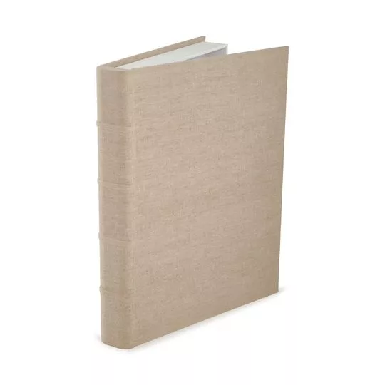 Livro Caixa Em Linho- Bege Claro- 35x27x4,5cm