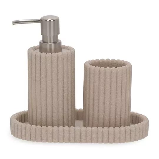 Kit Para Banheiro Com Relevos- Bege- 2Pçs - Mart