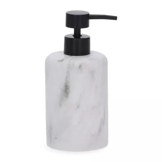 Porta-Sabonete Líquido Marmorizado- Cinza Claro & Preto- 17xØ8cm - Mart