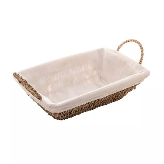 Cesta Retangular Com Forro- Bege Escuro & Bege Claro- 29x19x1cm-Wolff