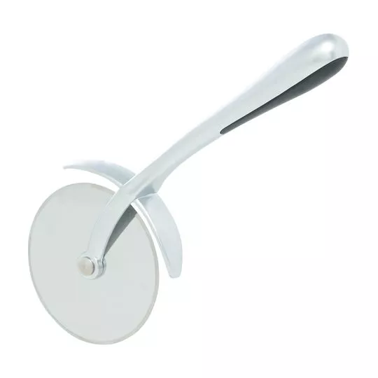 Cortador Para Pizzas Com Relevos- Inox & Preto- 18,5cm- Wolff