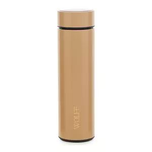 Garrafa Térmica Com Termômetro<BR>- Inox & Dourada<BR>- 500ml<BR>- Wolff