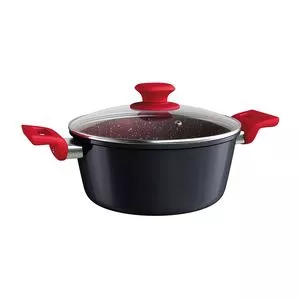 Caçarola Colorstone<BR>- Preta & Vermelha<BR>- Ø24cm<BR>- Euro Homeware