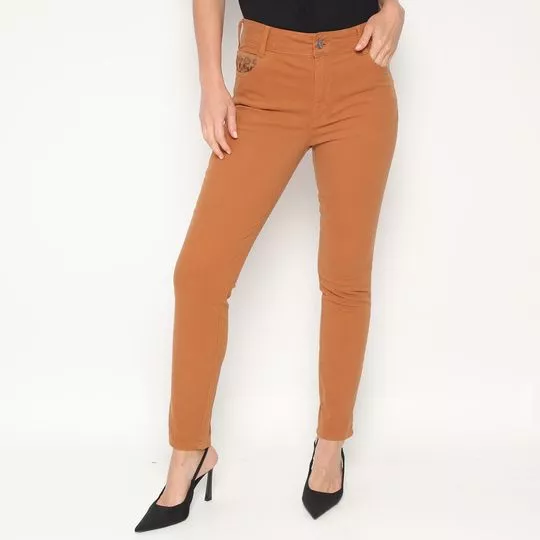 Calça Bia Em Sarja- Marrom Claro