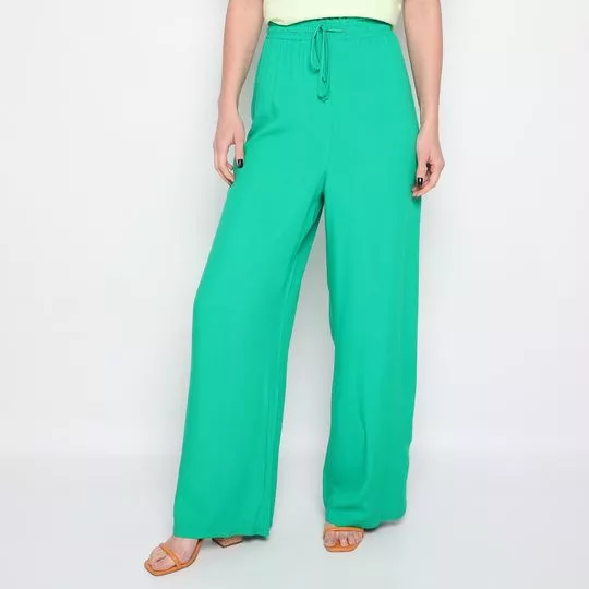 Calça Reta Com Amarração- Verde