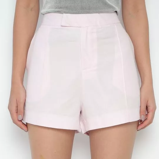 Short Com Linho- Rosa Claro