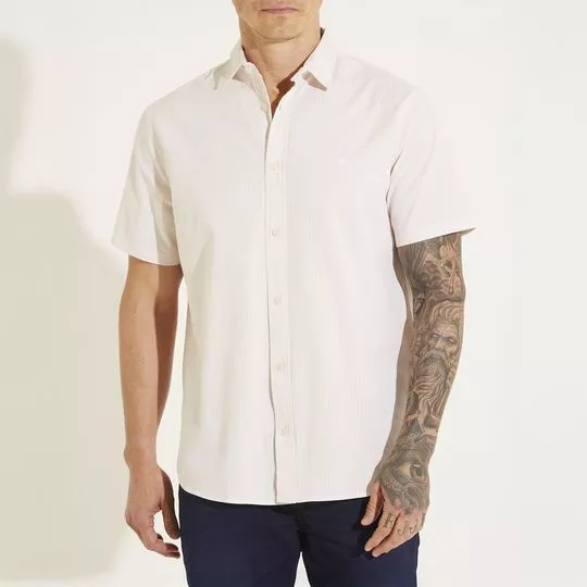 Camisa Listrada- Bege Claro