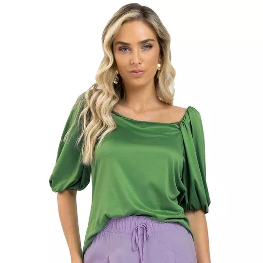 Blusa Com Recortes- Verde- Endless