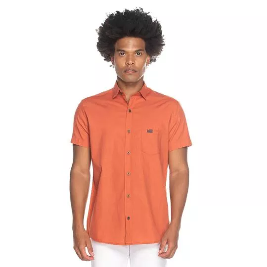 Camisa Slim Fit Com Bolso- Laranja- Club Polo Collection
