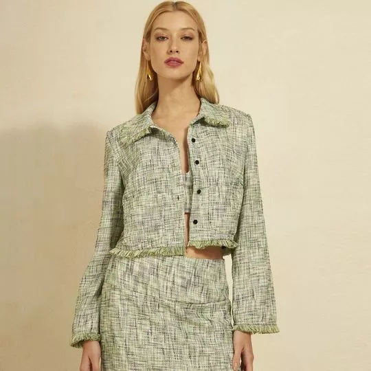 Camisa Cropped Com Recortes- Verde Claro