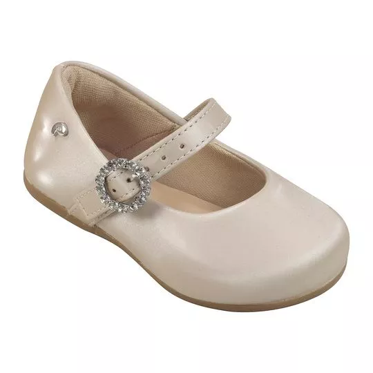 Sapato Boneca Com Pedraria- Bege