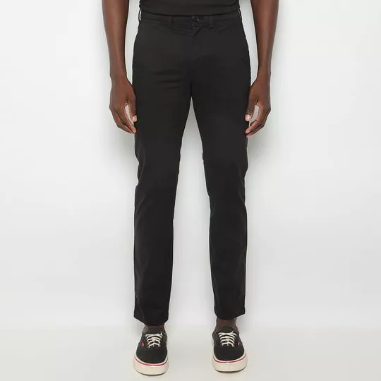 Calça Chino Com Bolsos- Preta