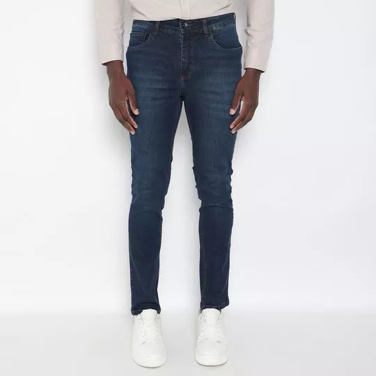 Calça Jeans Skinny Com Bolsos- Azul Marinho