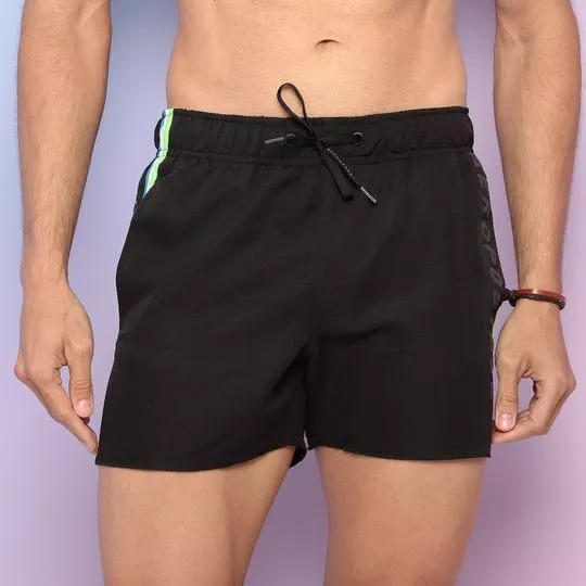 Short D'Água Com Recortes- Preto- Aeropostale