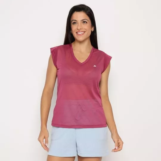 Camiseta Com Recortes- Roxa- Aeropostale
