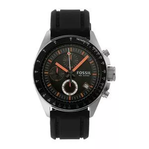 Relógio Analógico Fossil® Decker<BR>- Preto & Prateado