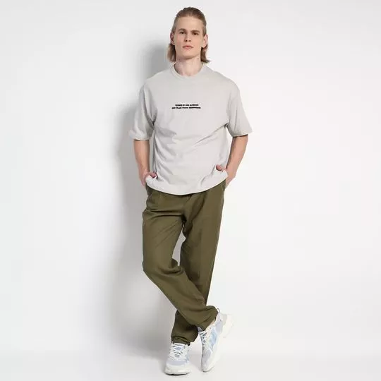 Camiseta Com Inscrição- Bege Claro
