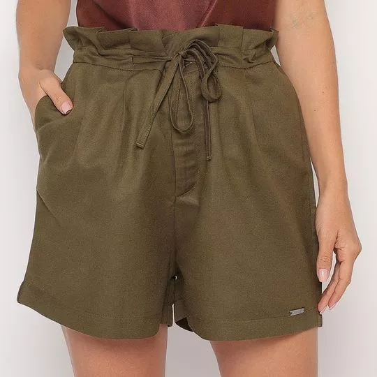 Short Em Linho- Verde Militar- Vip Reserva