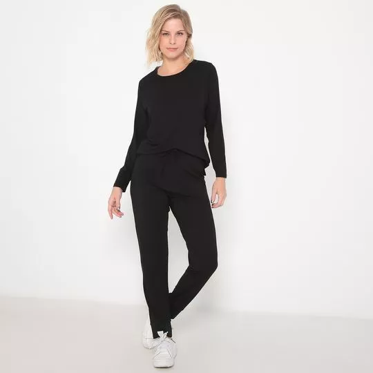 Conjunto De Blusa & Calça Jogger- Preto- Vittri