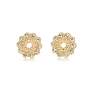 Par De Brincos Banhado A Ouro 18K<BR>- Dourado<BR>- 0,4x0,4cm