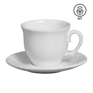 Jogo De Xícaras Para Chá Colônia<BR>- Branco<BR>- 6Pçs<BR>- 200ml