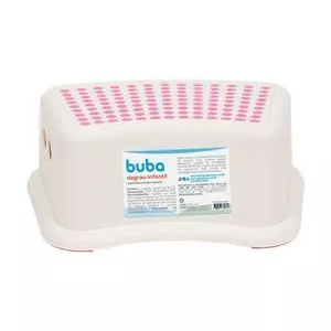 Degrau Infantil<BR>- Branco & Rosa<BR>- 13x37x26,5cm