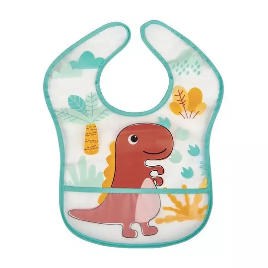 Babador Com Bolso Pega Migalha- Verde & Vermelho- 36x29x0,5cm