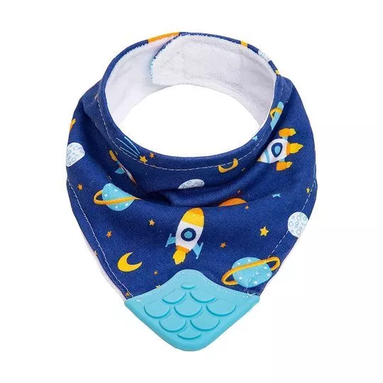 Bandana Com Mordedor Espaço- Azul Marinho & Azul- 19x37x1cm