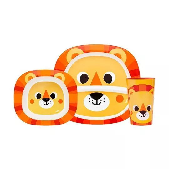 Jogo De Refeição Leão Bubazoo- Laranja & Amarelo- 3Pçs