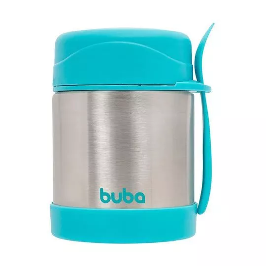 Pote Térmico Com Colher- Inox & Azul- 320ml