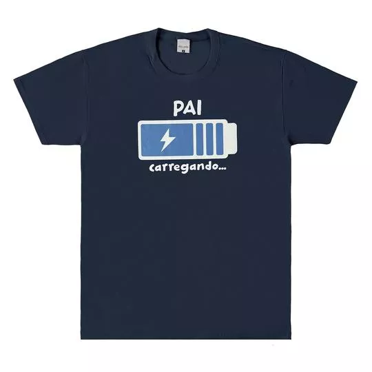 Camiseta Pai Carregando- Azul Marinho & Branca- Malwee Infantil