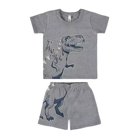 Pijama Dinossauro- Cinza Escuro