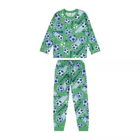 Pijama Bolas- Verde & Azul Escuro