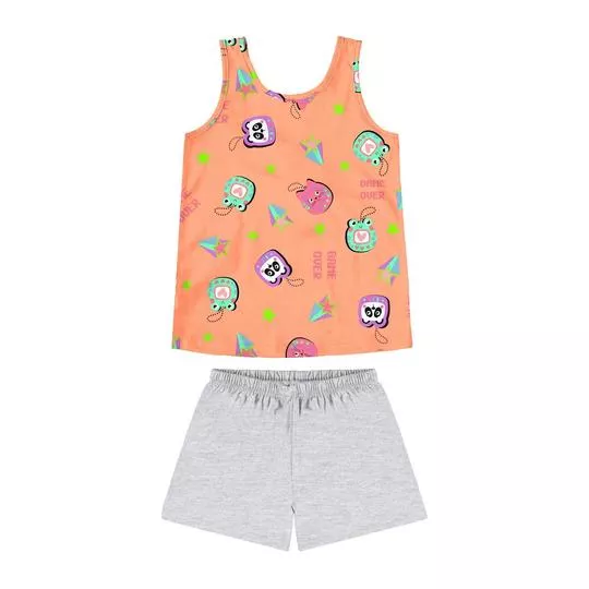Pijama Game Over- Laranja & Cinza- Malwee Kids