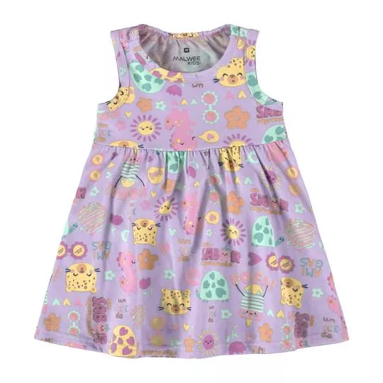 Vestido Bichinhos- Lilás & Amarelo