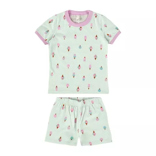 Pijama Sorvetes- Verde Água & Rosa