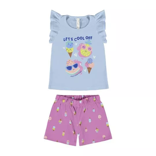 Pijama Sorvetes- Azul & Rosa