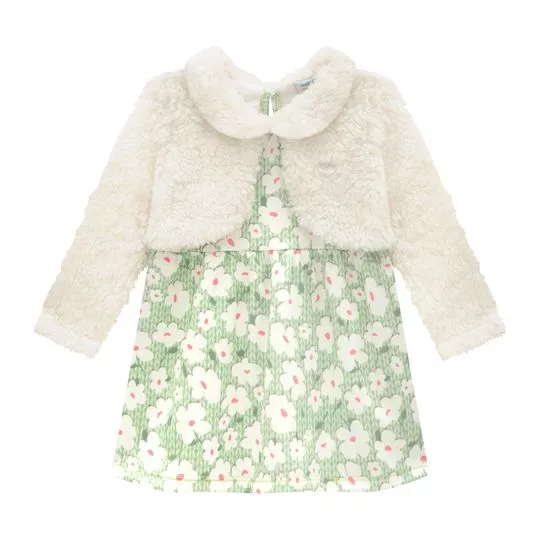 Vestido Floral- Verde & Off White
