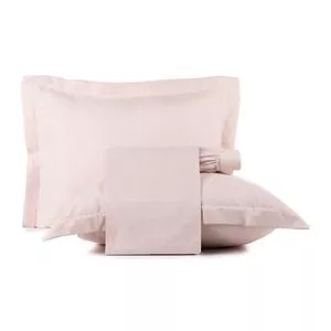Jogo De Cama Toque Acetinado King Size<BR>- Rosa Claro<BR>- 4Pçs
