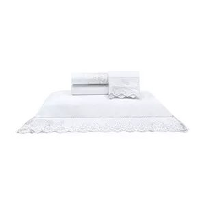 Jogo De Cama Melody Gerusa Casal<BR>- Branco<BR>- 4Pçs<BR>- 200 Fios